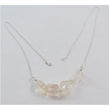 925 silver crystal quartz rough stone necklace